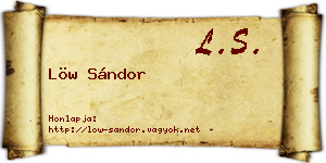 Löw Sándor névjegykártya